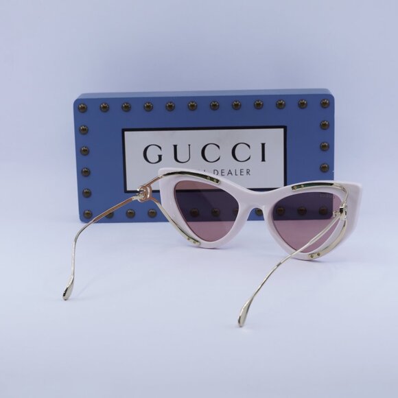 Gucci GG1565S 003 Cat Eye Sunglasses - Shiny Ivory Gold/Solid Red main image 10